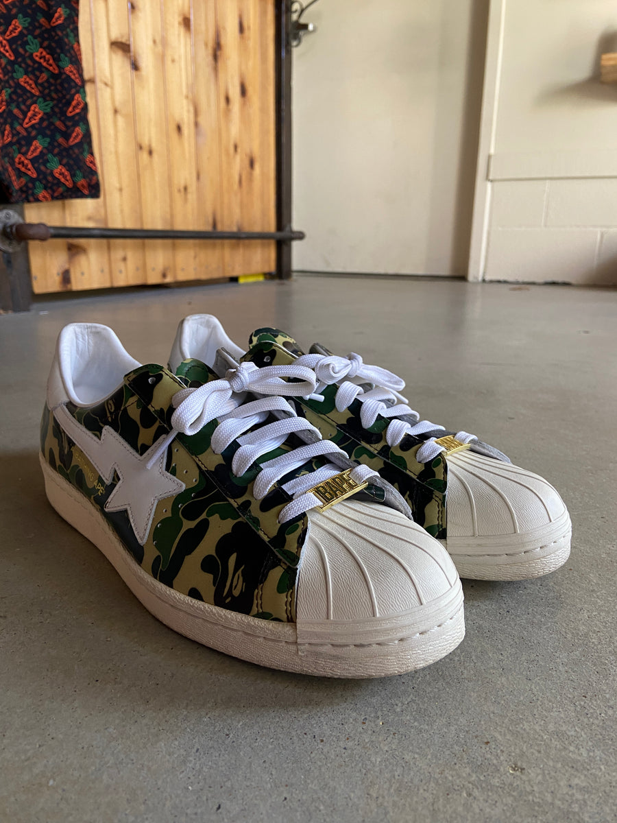 Preowned Adidas Superstar Bape ABC Camo Green Sz 11.5M/13W – Music City  Vintage