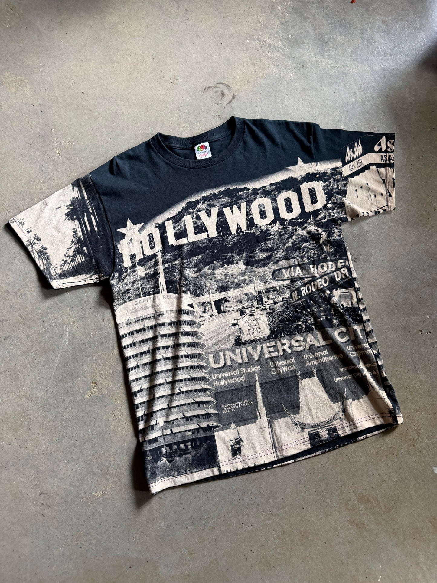 VTG Hollywood All Over Print Tee Sz L