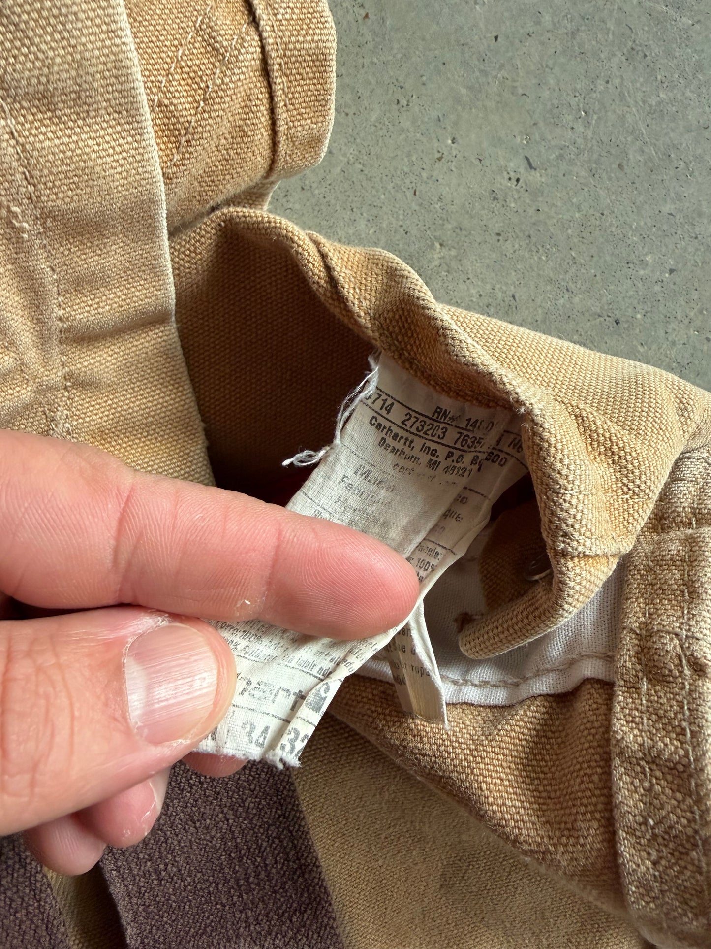 VTG Carhartt Double Knee Khaki Overalls Sz 34x32