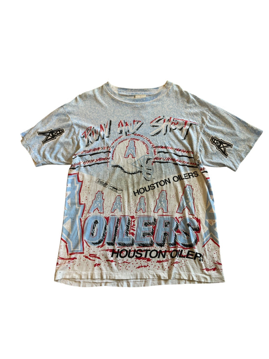 VTG Houston Oilers Magic Johnson All Over Print Tee Sz L