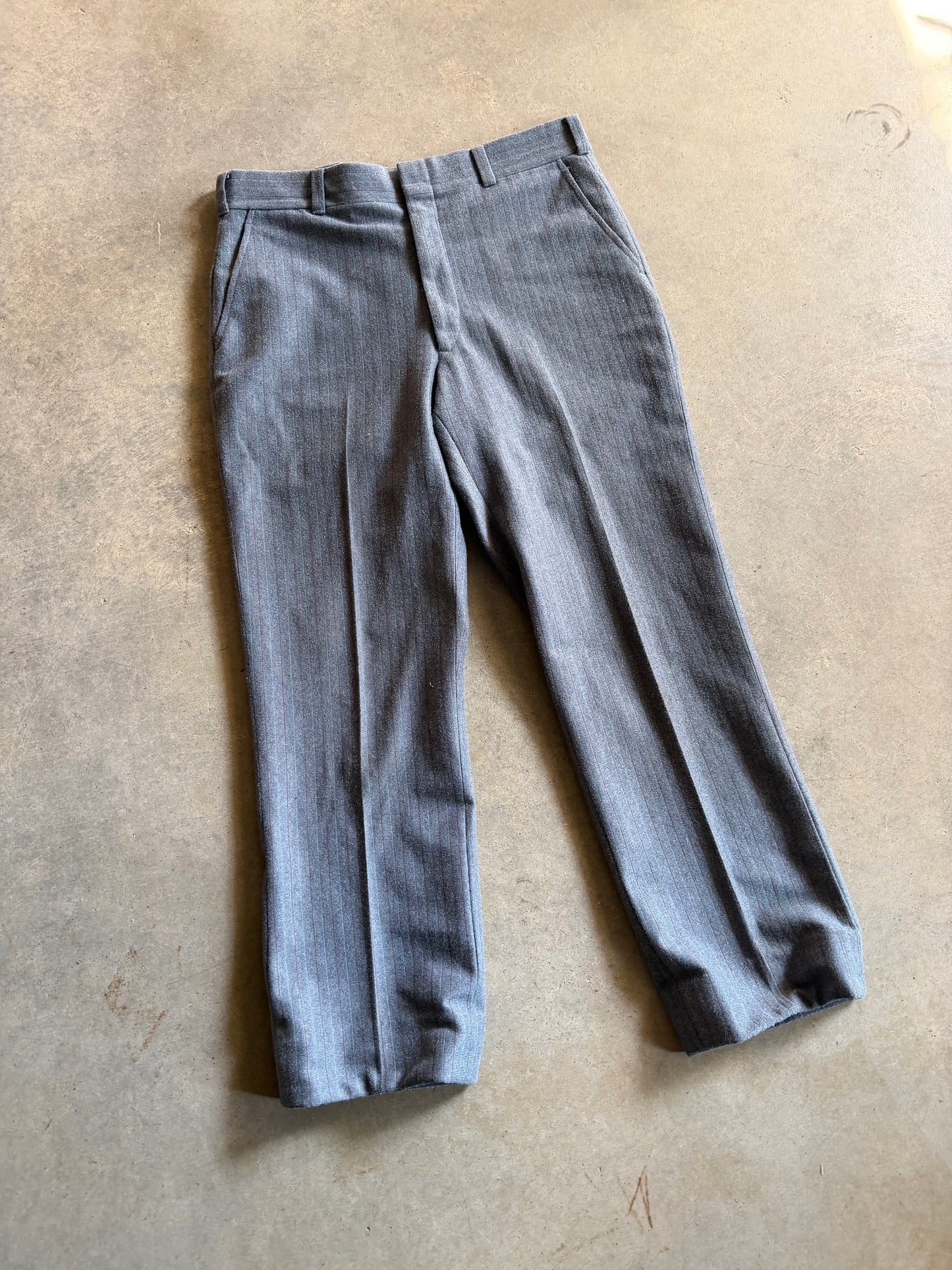 VTG Blue Gray Wool Trouser Pants Sz 34x30