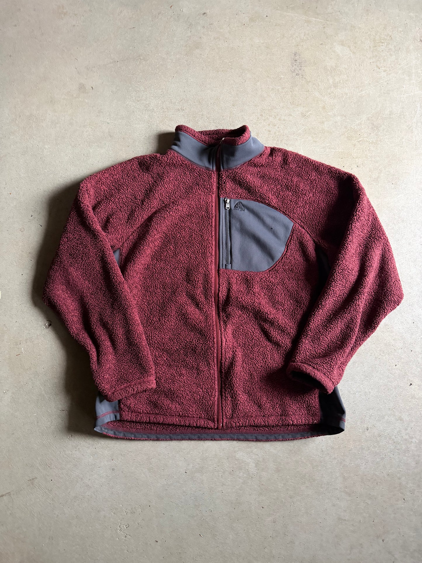 VTG Nike ACG Maroon Deep Fleece Jacket Sz XL