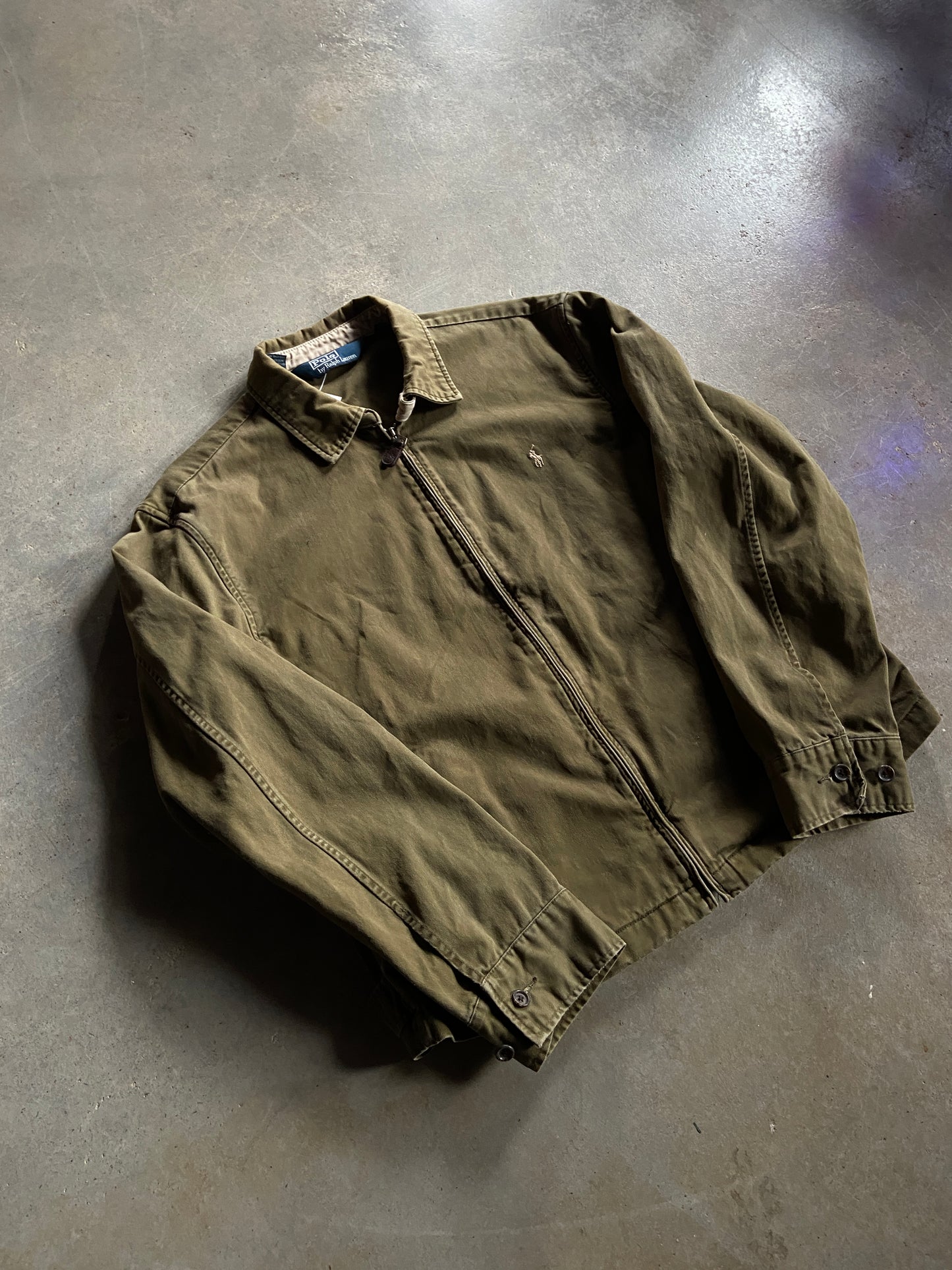 VTG Polo Green Canvas Harrington Jacket Sz L