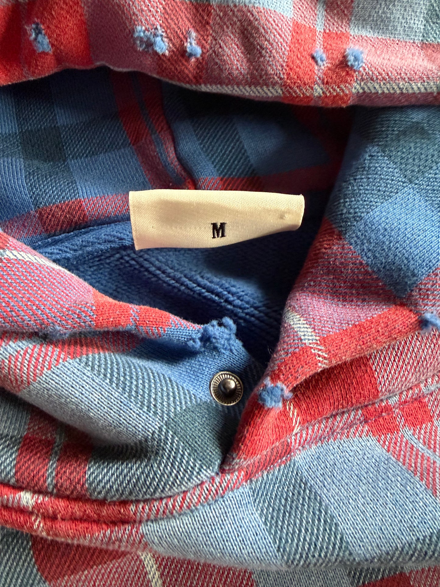 Elwood Tartan Plaid Blue/Red Hoodie Sz M