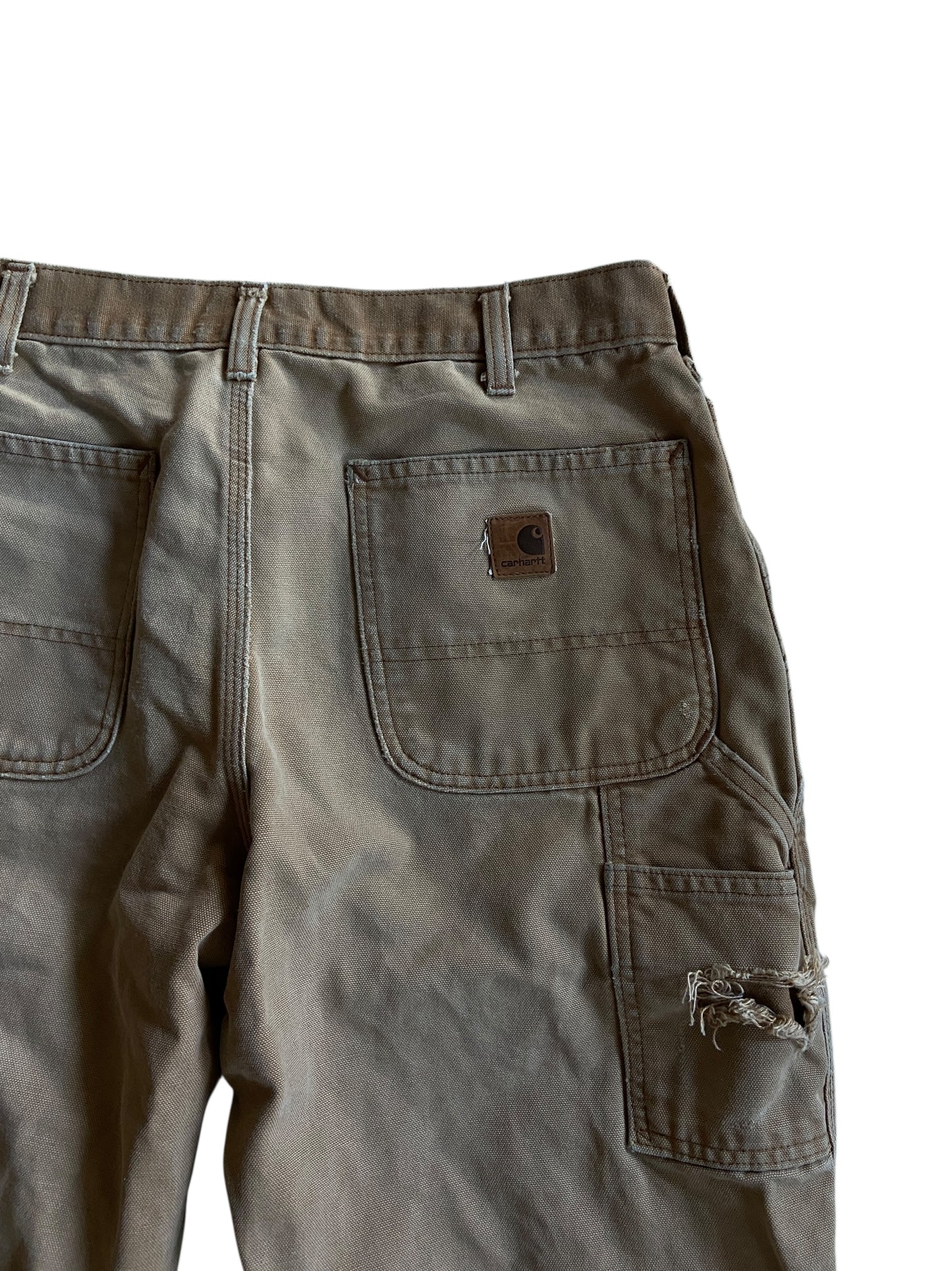Preowned Thrashed Carhartt Canvas Carpenter Pants Sz 34x32
