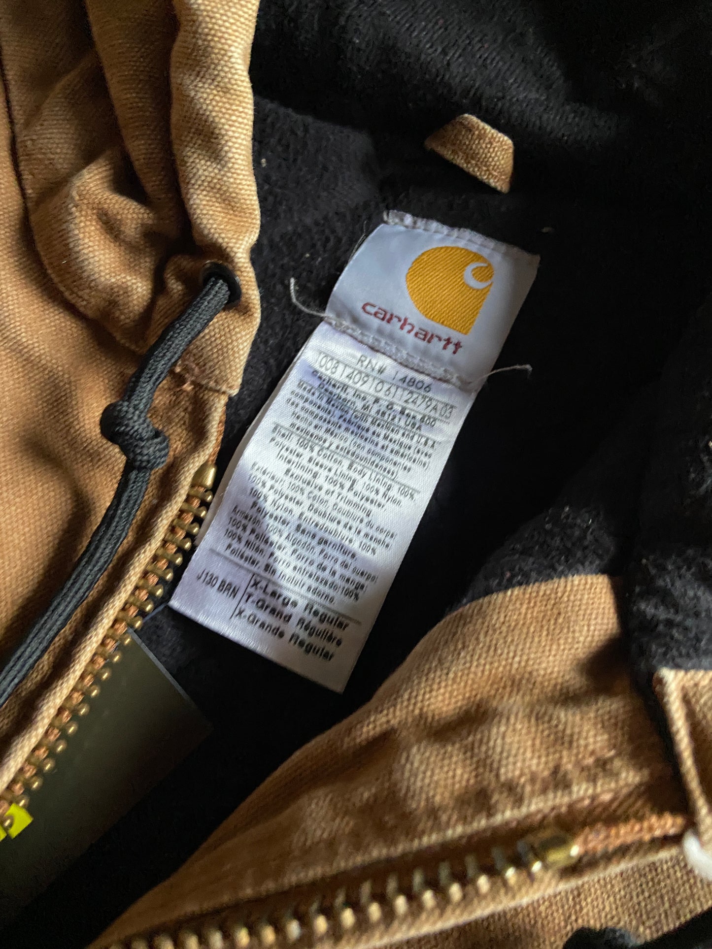VTG Carhartt Brown Hooded Jacket Sz XL J130BRN