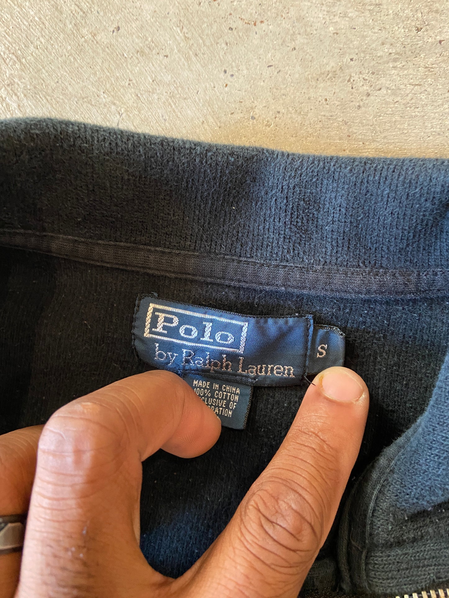 VTG Polo Ralph Lauren Quarter-Zip Navy Sweater Sz Small