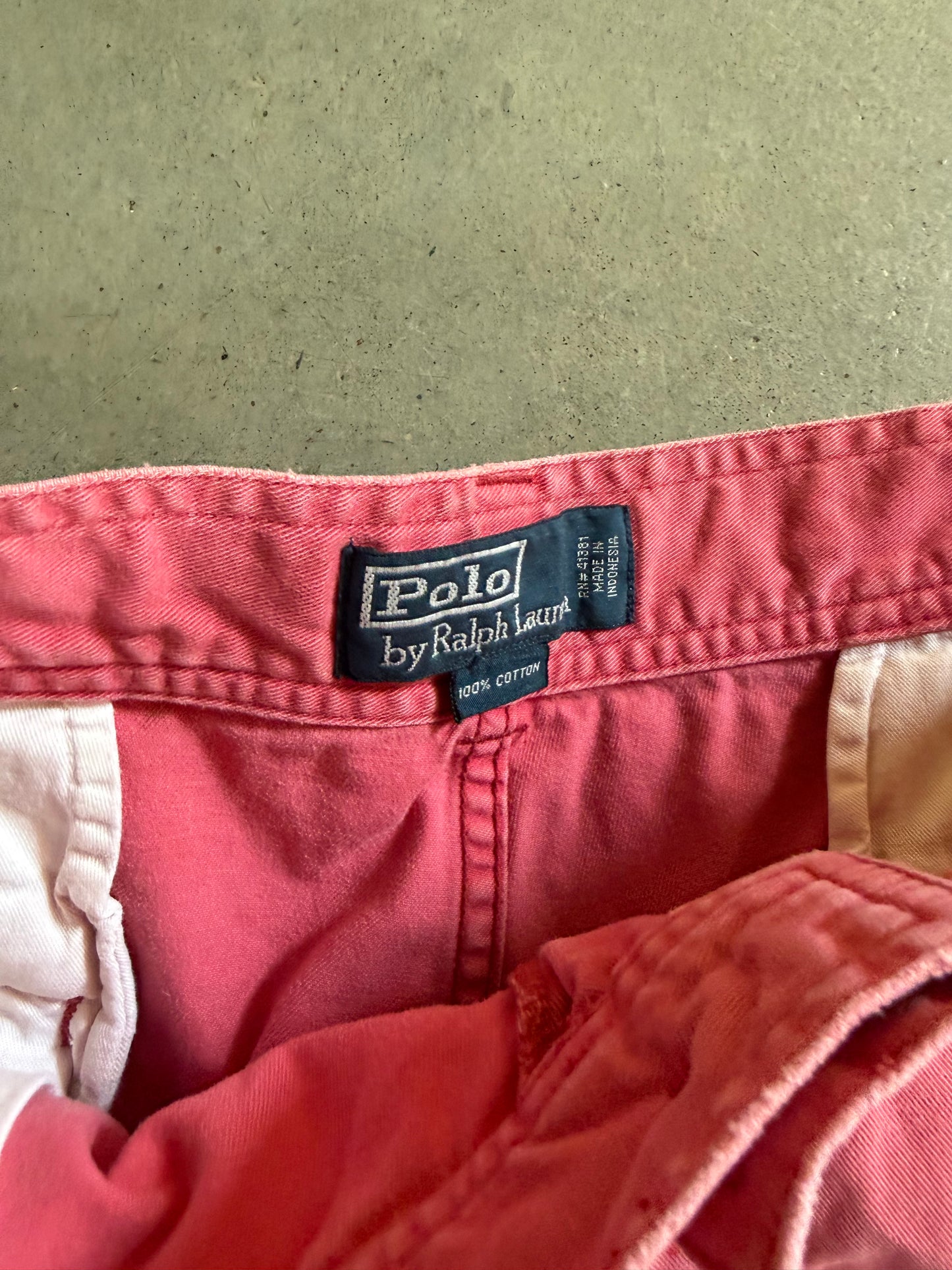 VTG Polo Ralph Lauren Chino Pink Cargo Shorts Sz 36