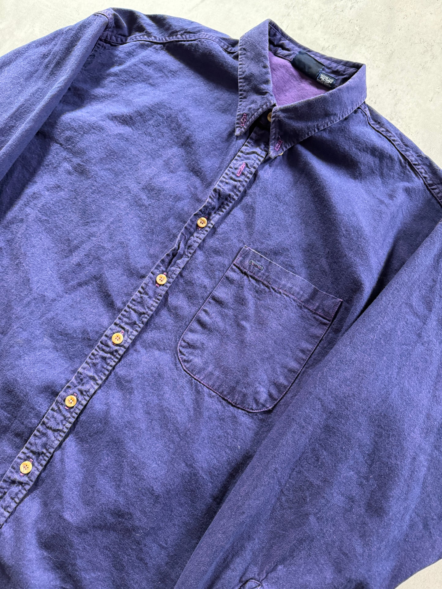 VTG Bonne Homme Purple Canvas Button Shirt Sz XL