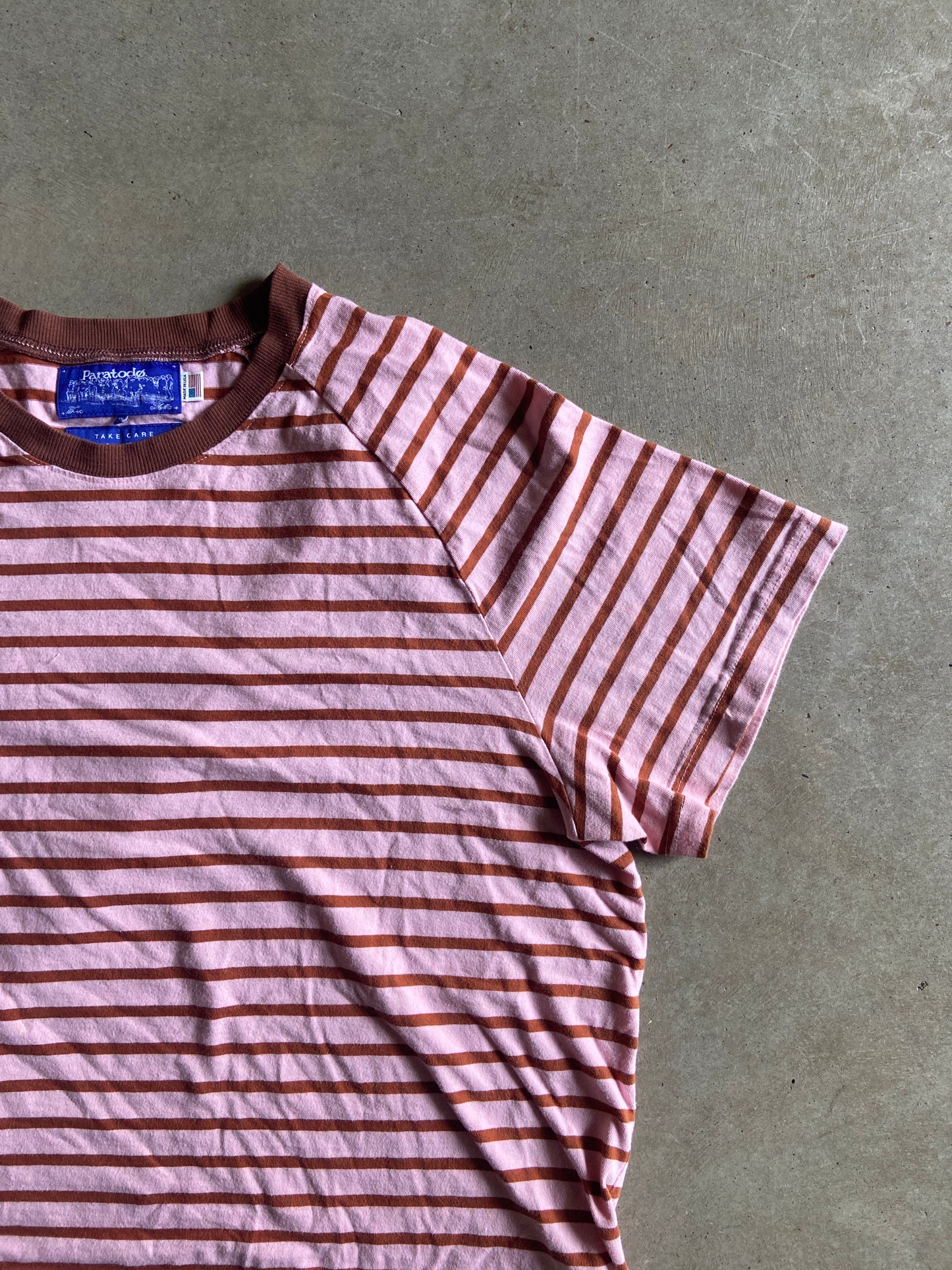 Paratodo Pink/Brown Stripe Tee Sz XL