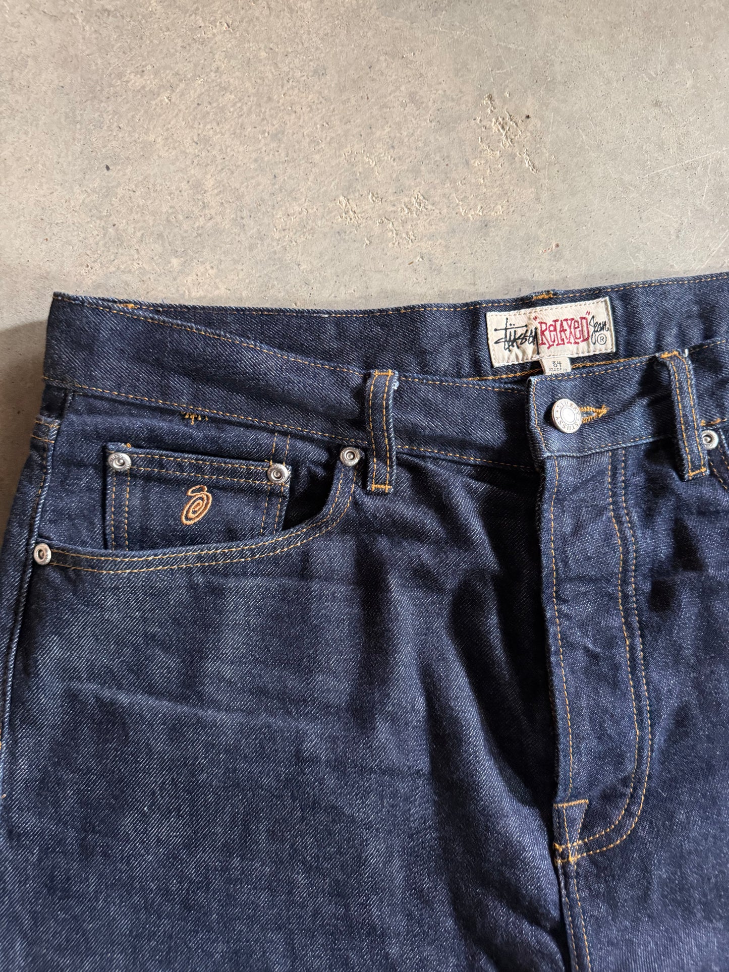 Stussy Relaxed Dark Wash Denim Jeans Sz 34x28