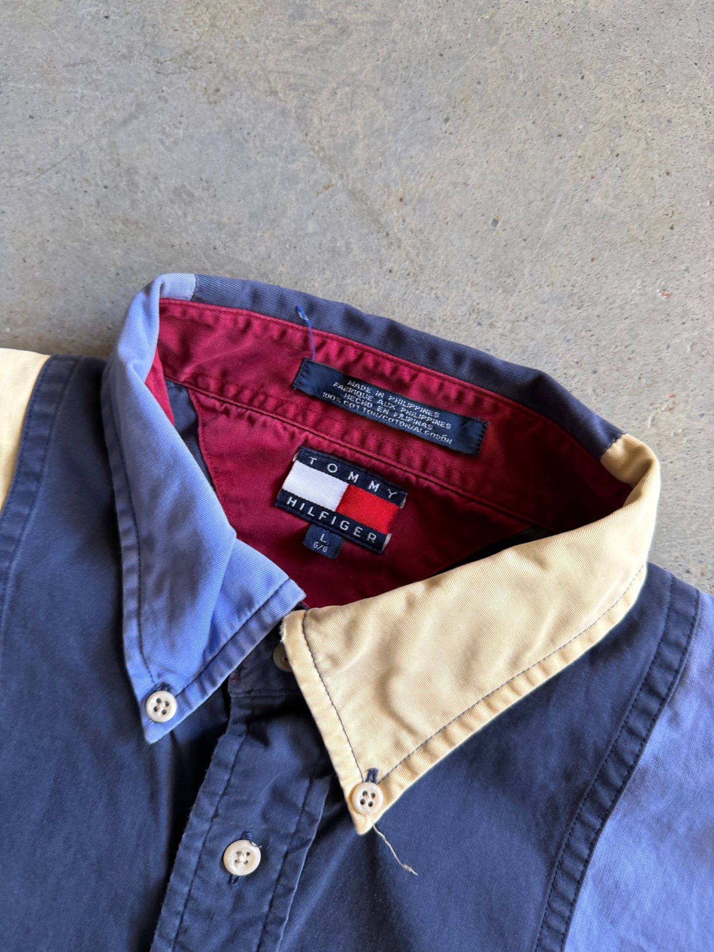 VTG Tommy Hilfiger Flags Button Up Shirt Sz L