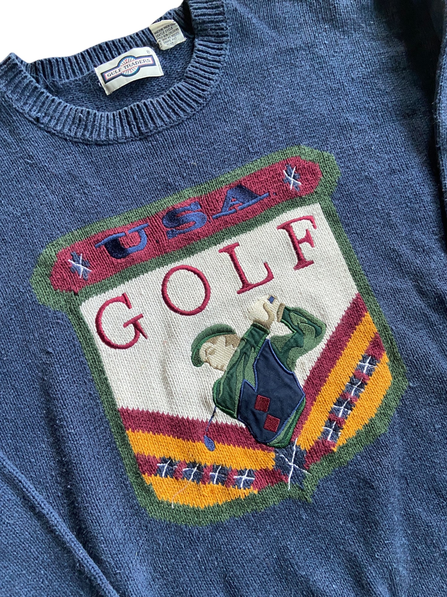 VTG Golf USA Navy Sweater Sz L