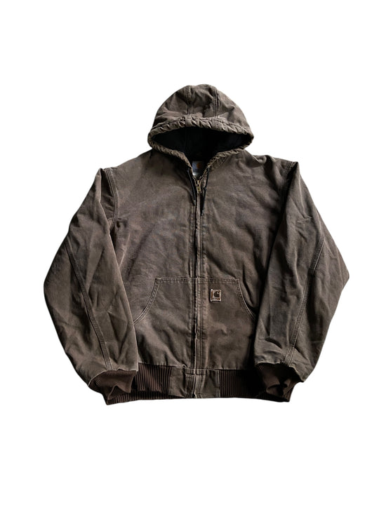 VTG Carhartt 1130 CHT Brown Hooded Jacket Sz 2XL
