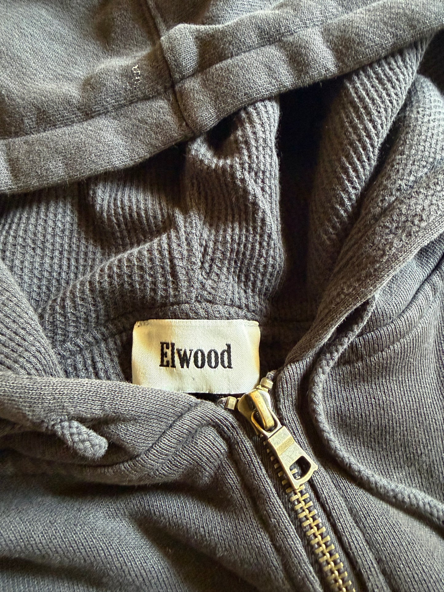 Elwood Faded Black Zip Up Hoodie Sz M/L