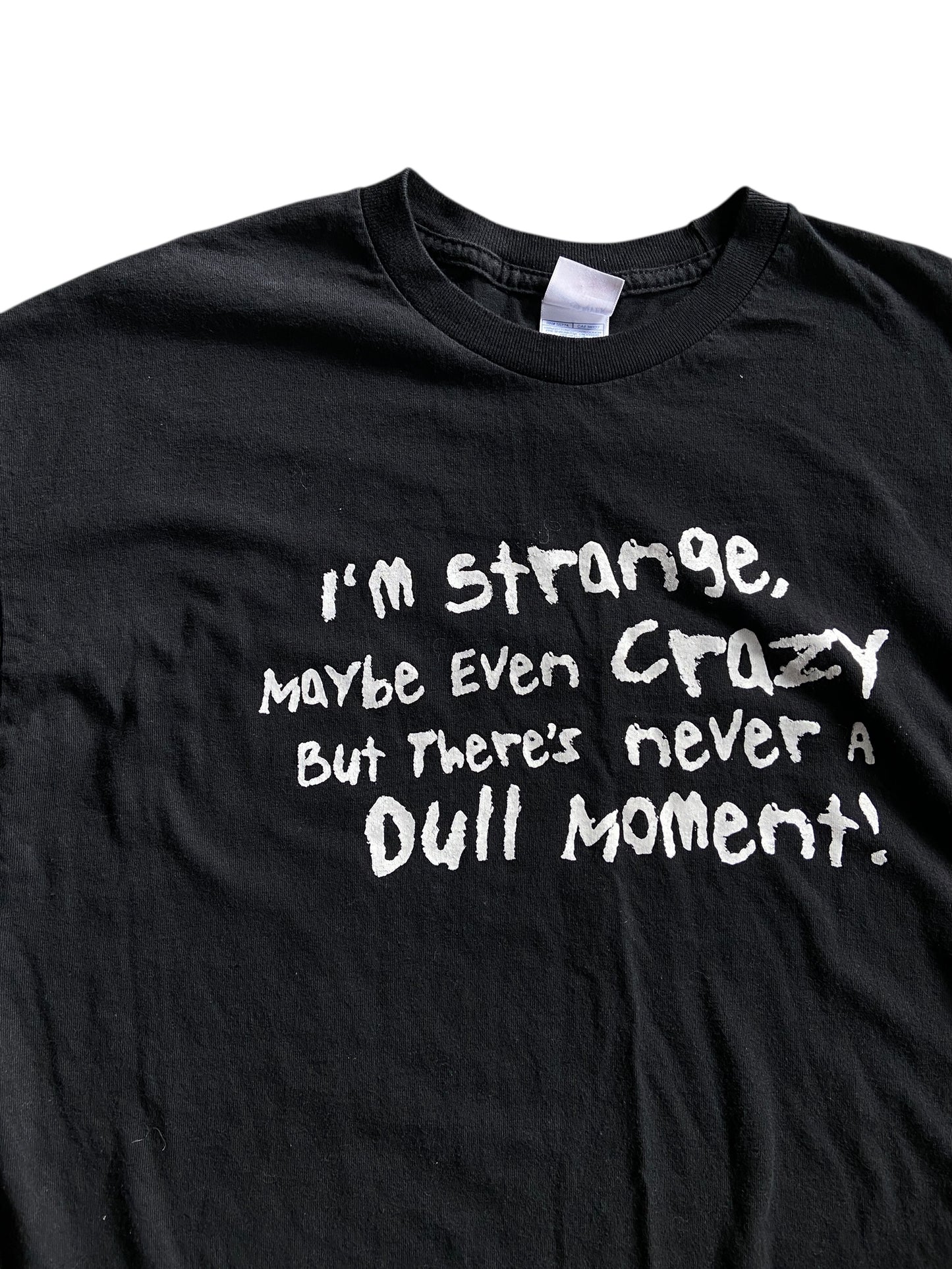 VTG I'm Strange Text Tee Sz L