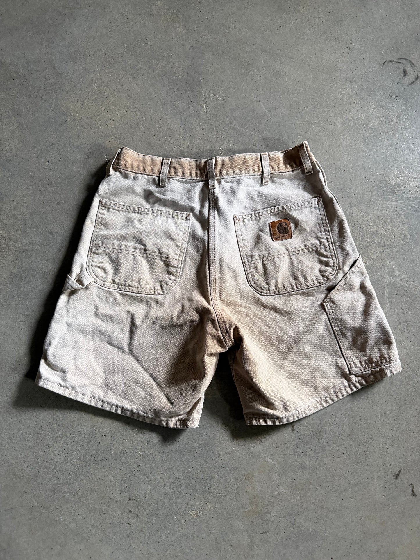 VTG Carhartt Faded Khaki Shorts B256RN Sz 34