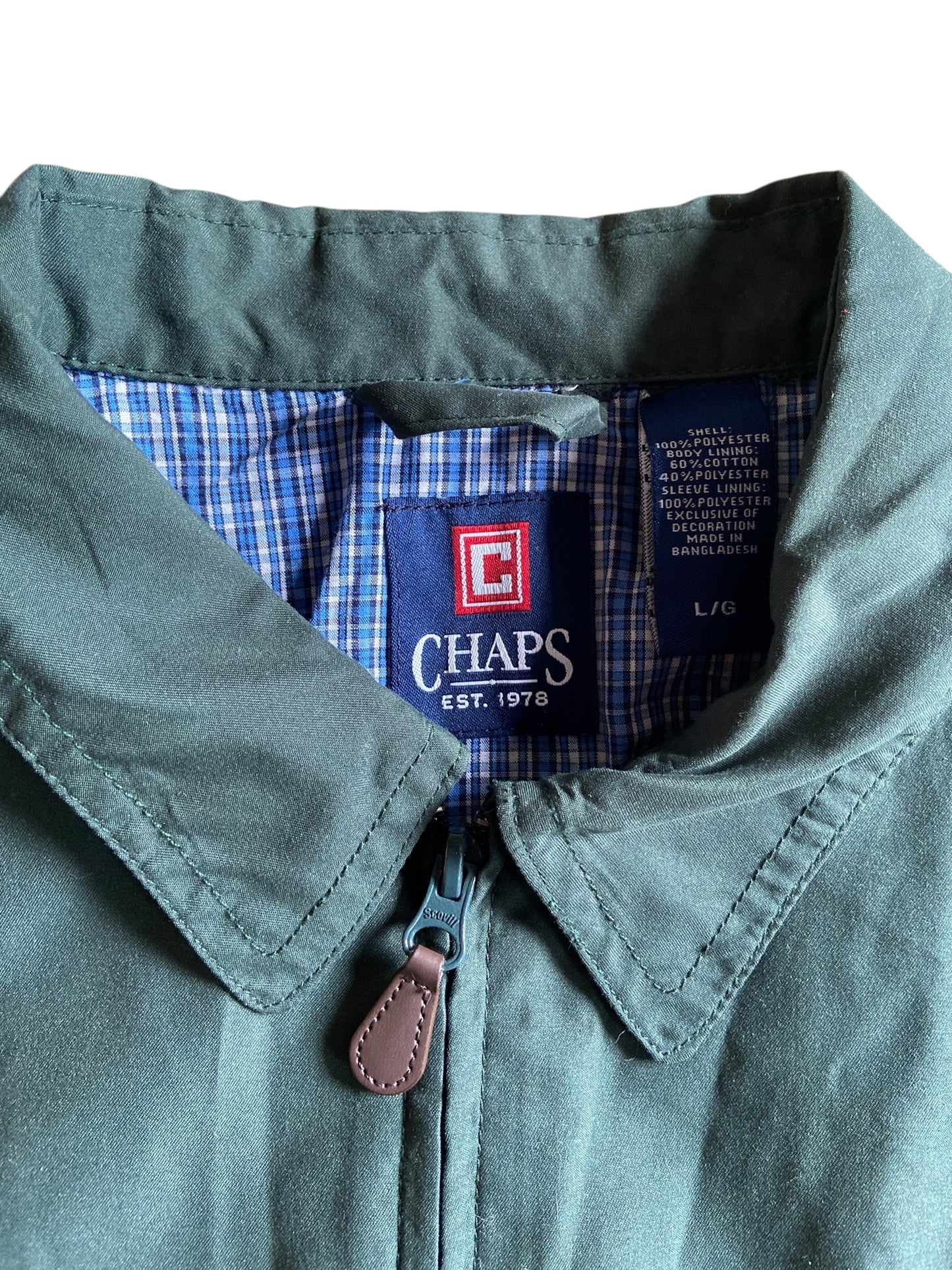 VTG Chaps Green Harrington Jacket Sz L