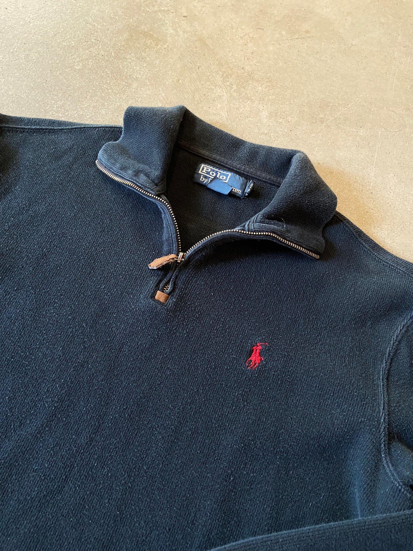 VTG Polo Ralph Lauren Quarter-Zip Navy Sweater Sz Small