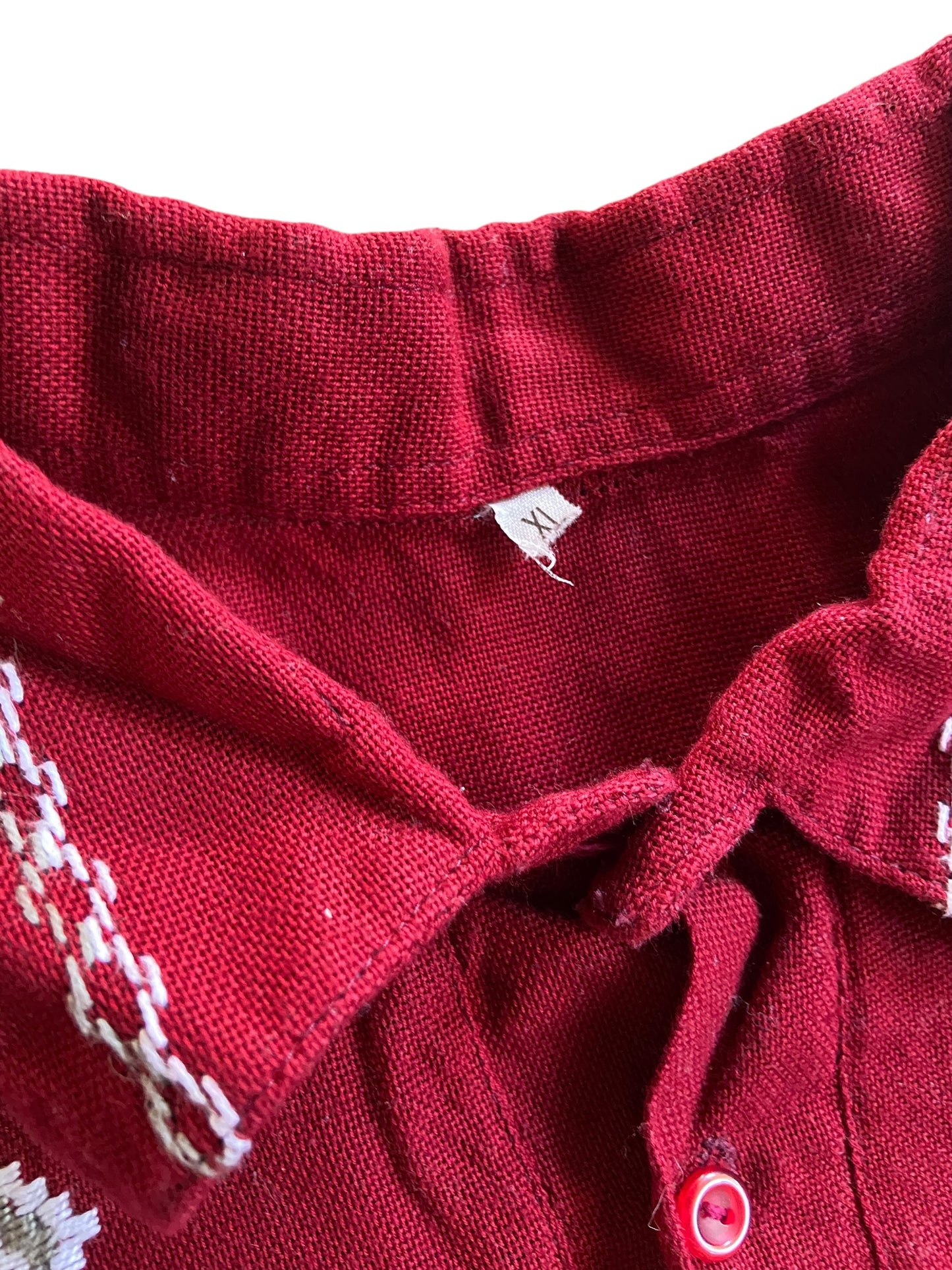 VTG Handmade Stitched Design Red Polo Sz XL