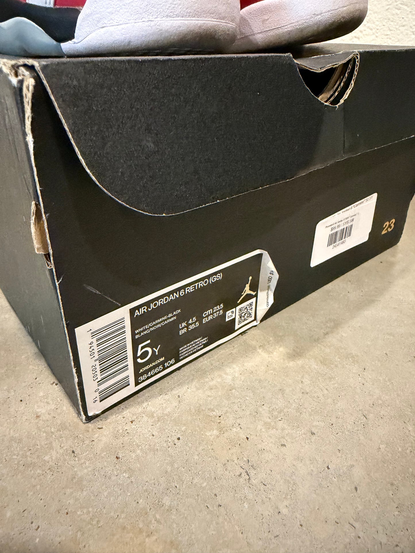 Preowned Air Jordan 6 2020 "Carmine" Sz 5Y/6.5W