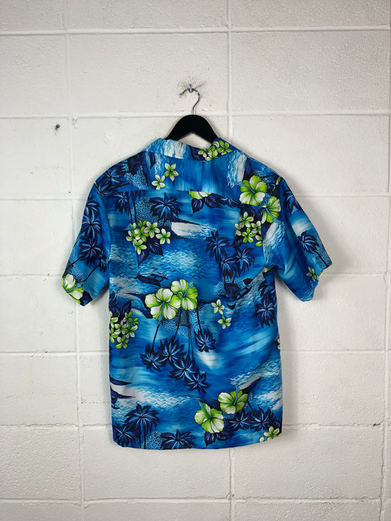 VTG Palm Tree Hawaiian Shirt Sz M
