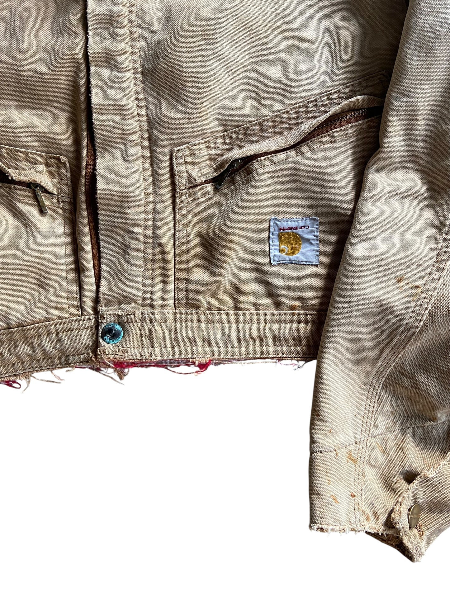 VTG Reworked Carhartt Tan Cropped Jacket Sz M/L