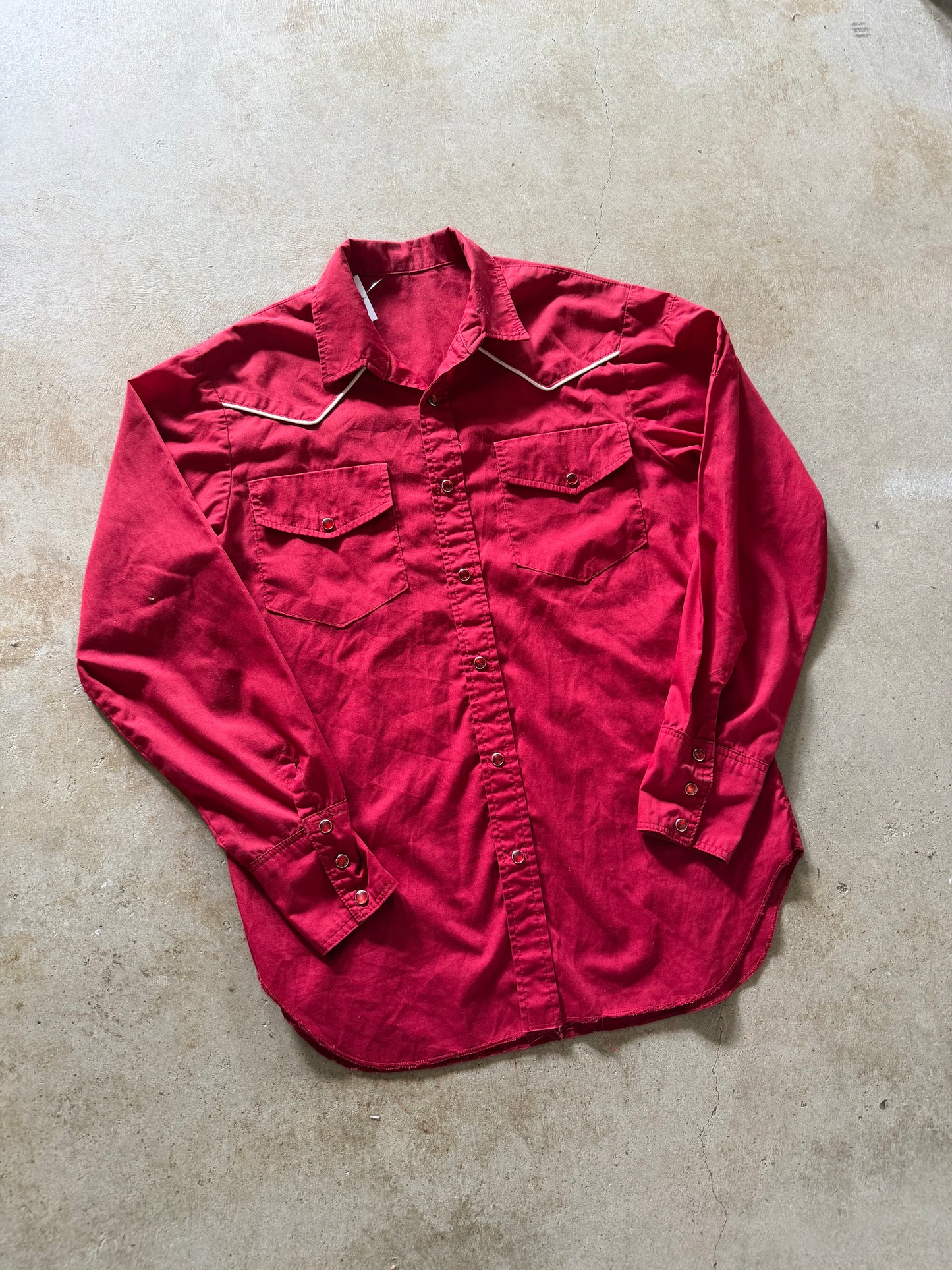 VTG Red Western Button Up Shirt Sz M