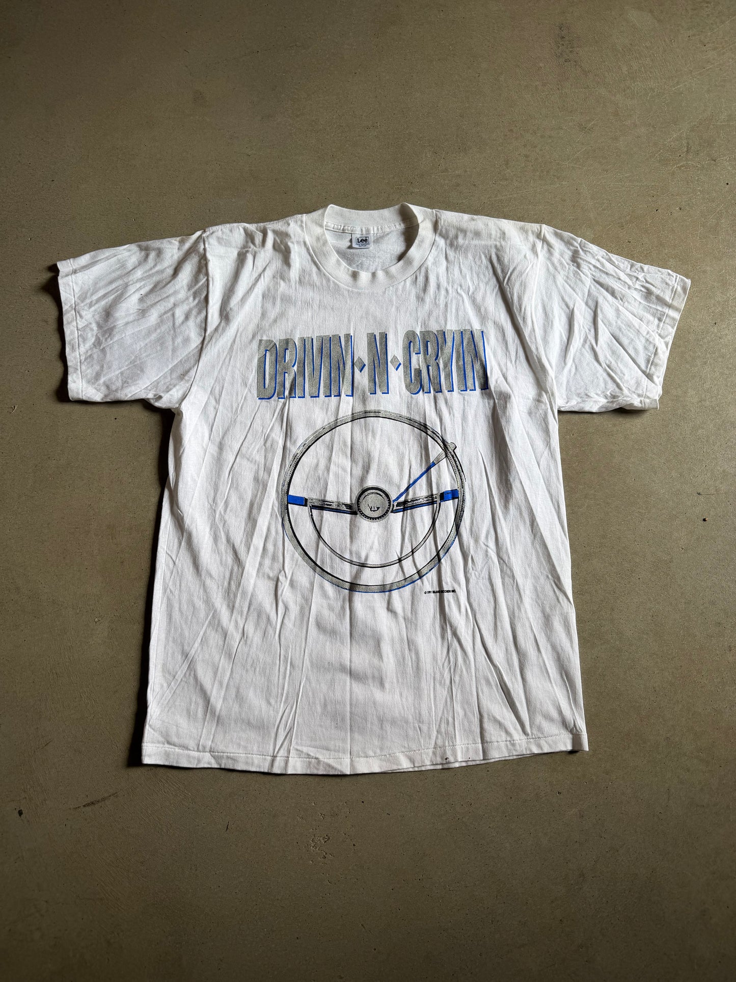 VTG Drivin N Cryin Fly Me Courageous World Tour 1991 Steering Wheel Concert Tee Sz XL
