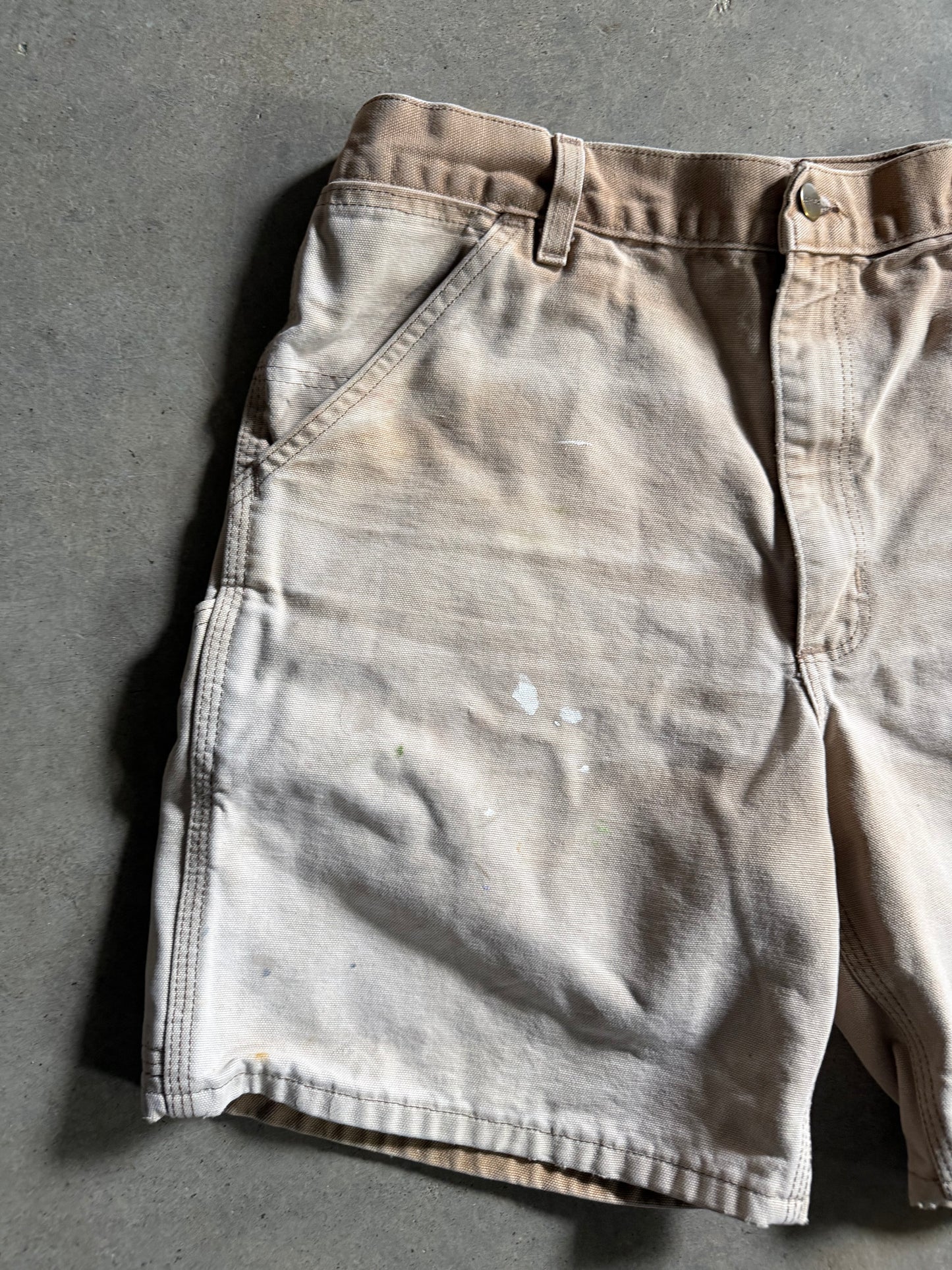 VTG Carhartt Faded Khaki Shorts B256RN Sz 34