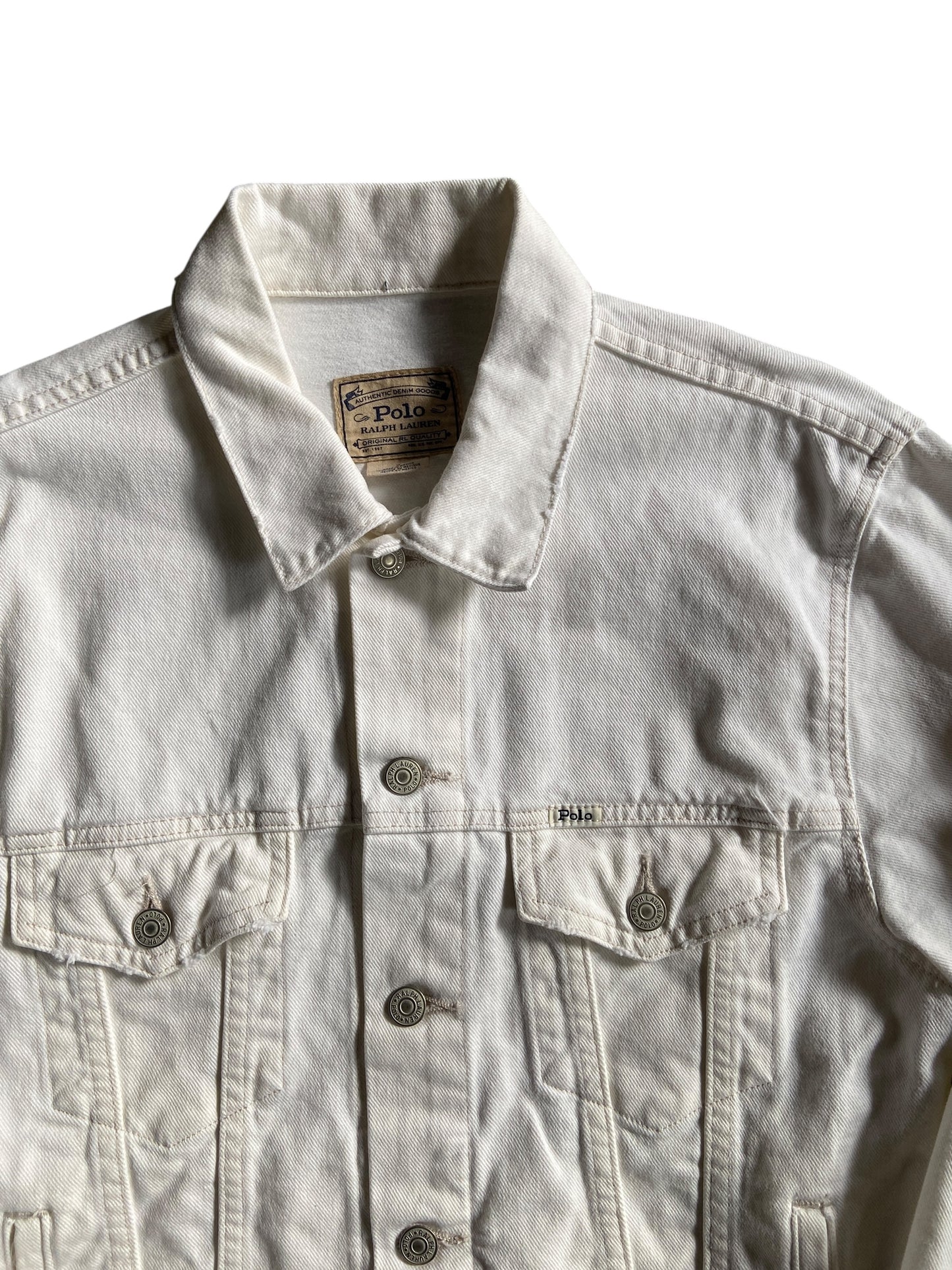 Polo Ralph Lauren Yacht Club Challenge White Denim Jacket Sz Med