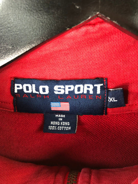 VTG Polo Sport Quarter Zip Red Sweater Sz XL