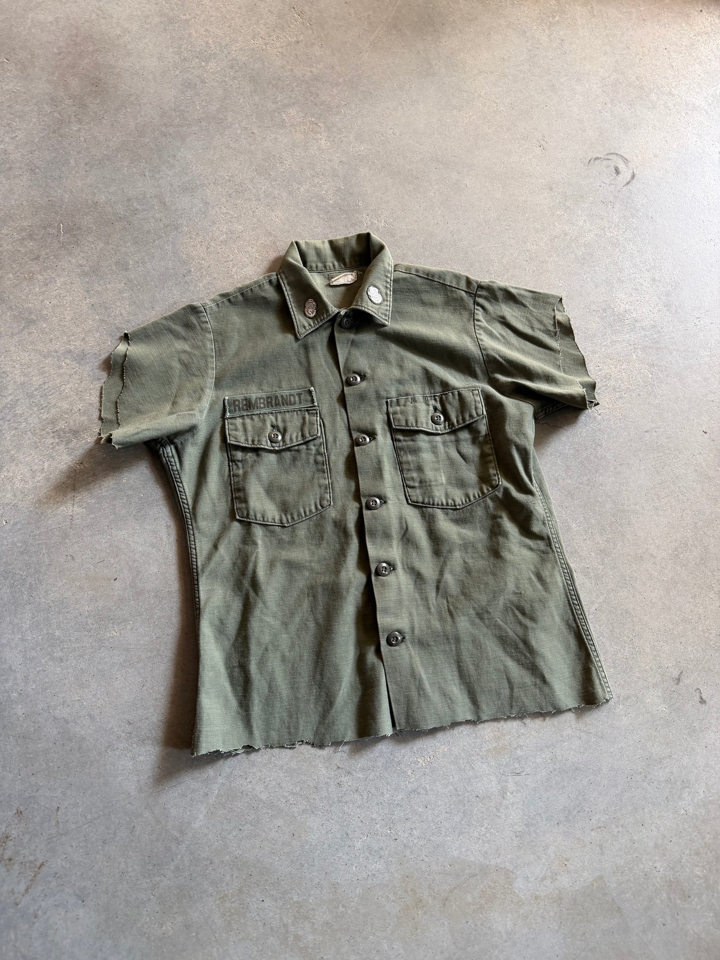 Army Rembrandt Button Up SS Shirt Sz M