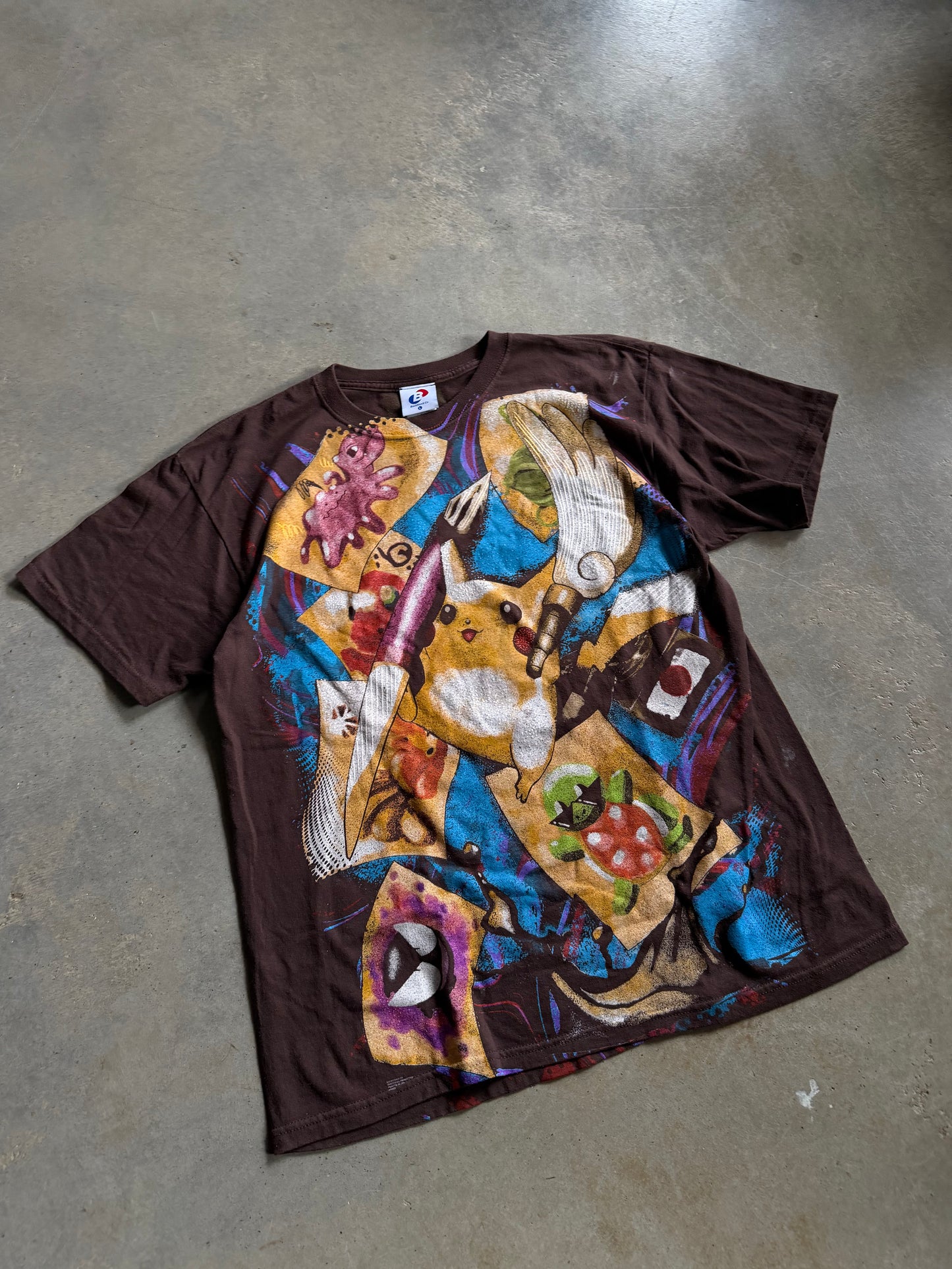 Backstock Co illustrator Pika & Smeargle Orig. fan art Vintage Brown Tee