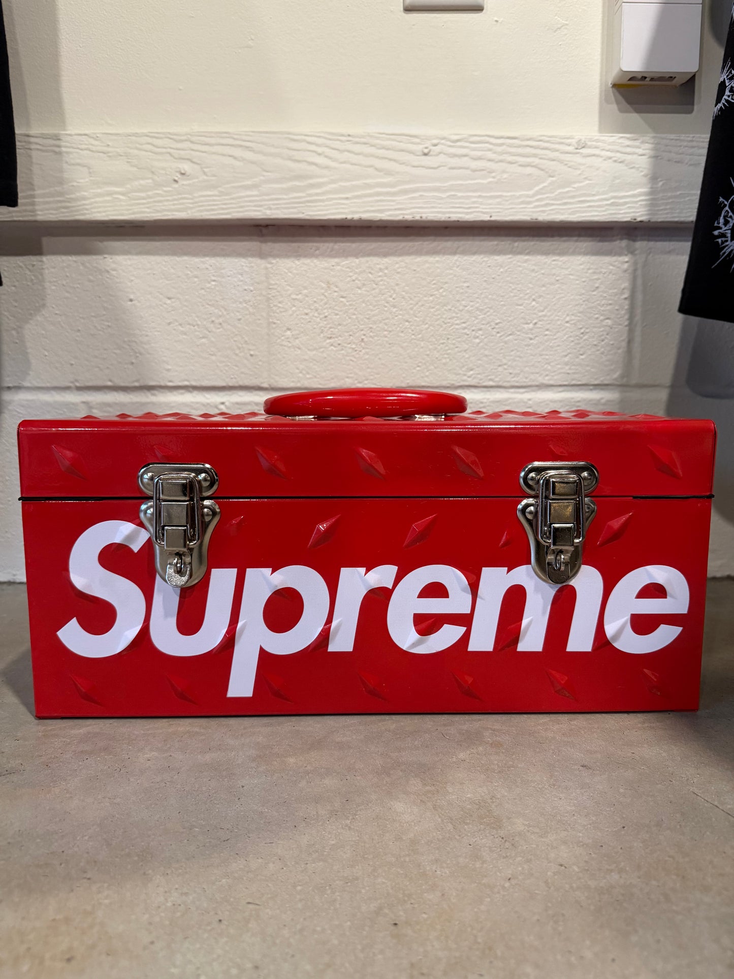 Supreme Diamond Plate Tool Box Red Box Logo FW18