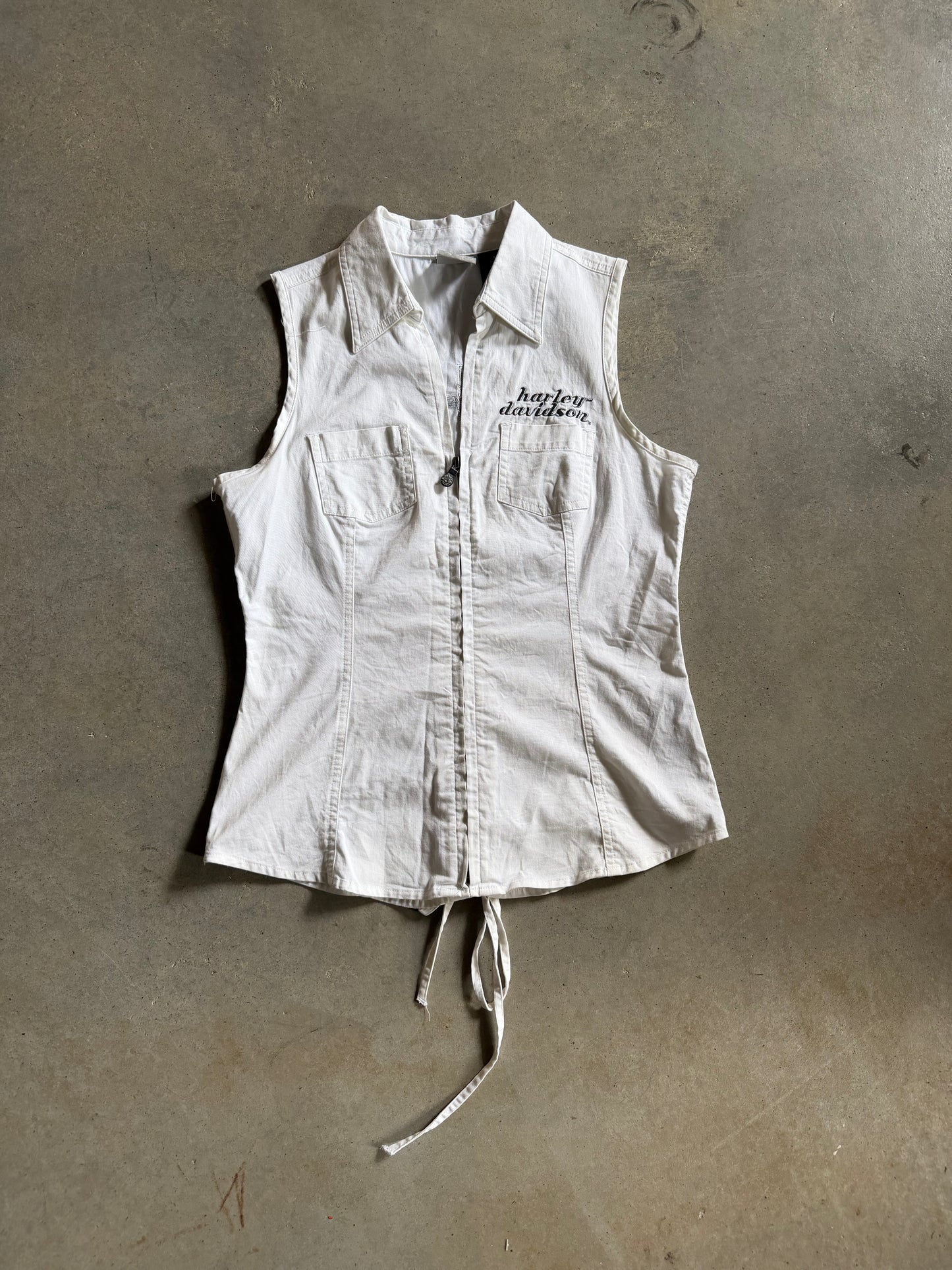 Y2K Harley Davidson Zip Up Women’s Vest Sz S