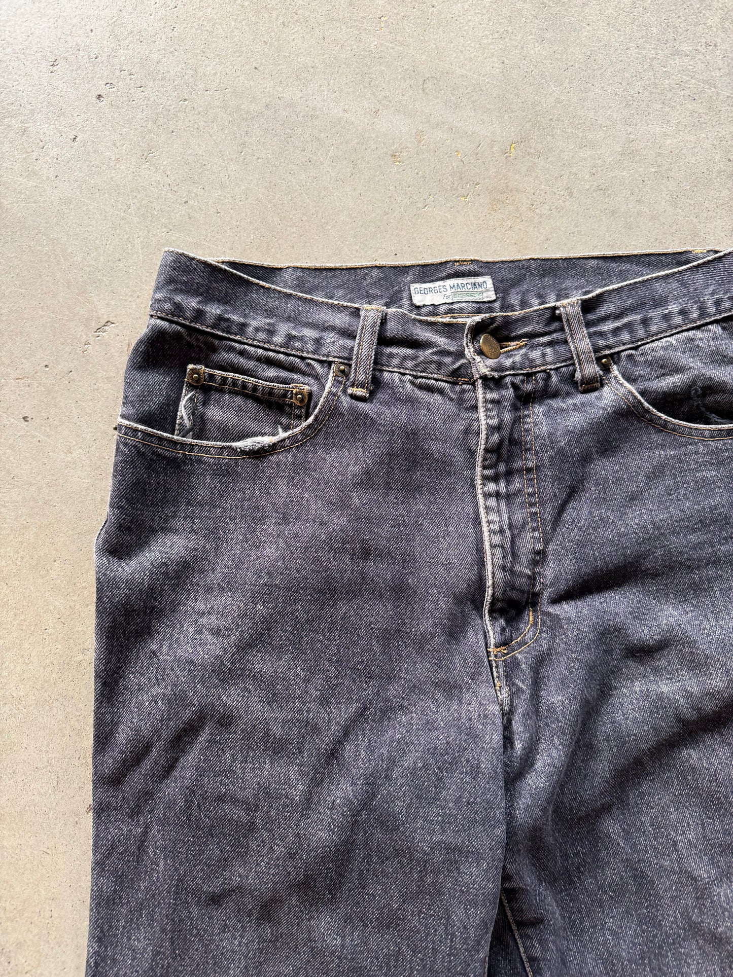 VTG Guess Black Denim Jeans Sz 32x28