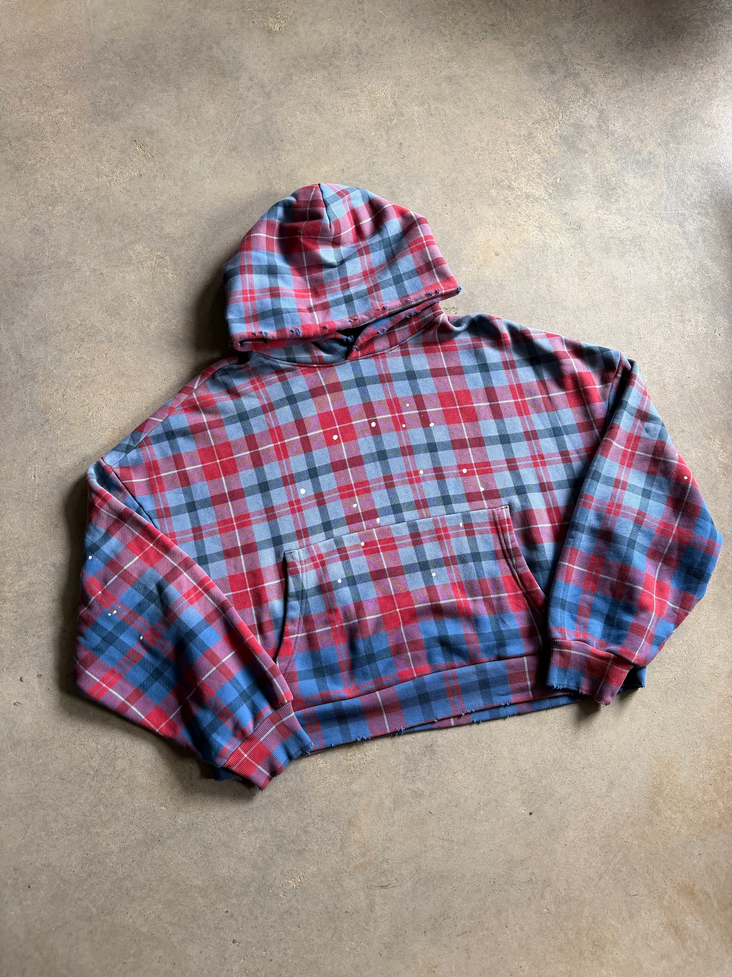 Elwood Tartan Plaid Blue/Red Hoodie Sz M