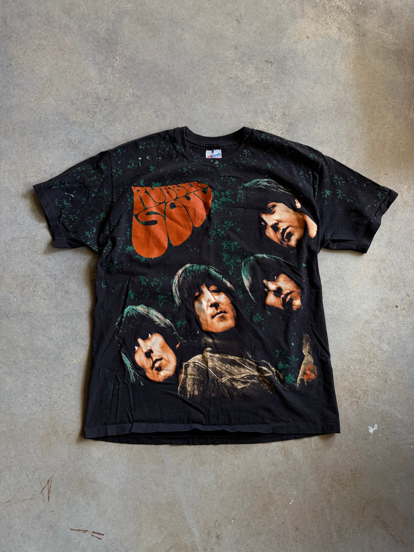 VTG The Beatles Rubber Soul All Over Print Tee Sz XL