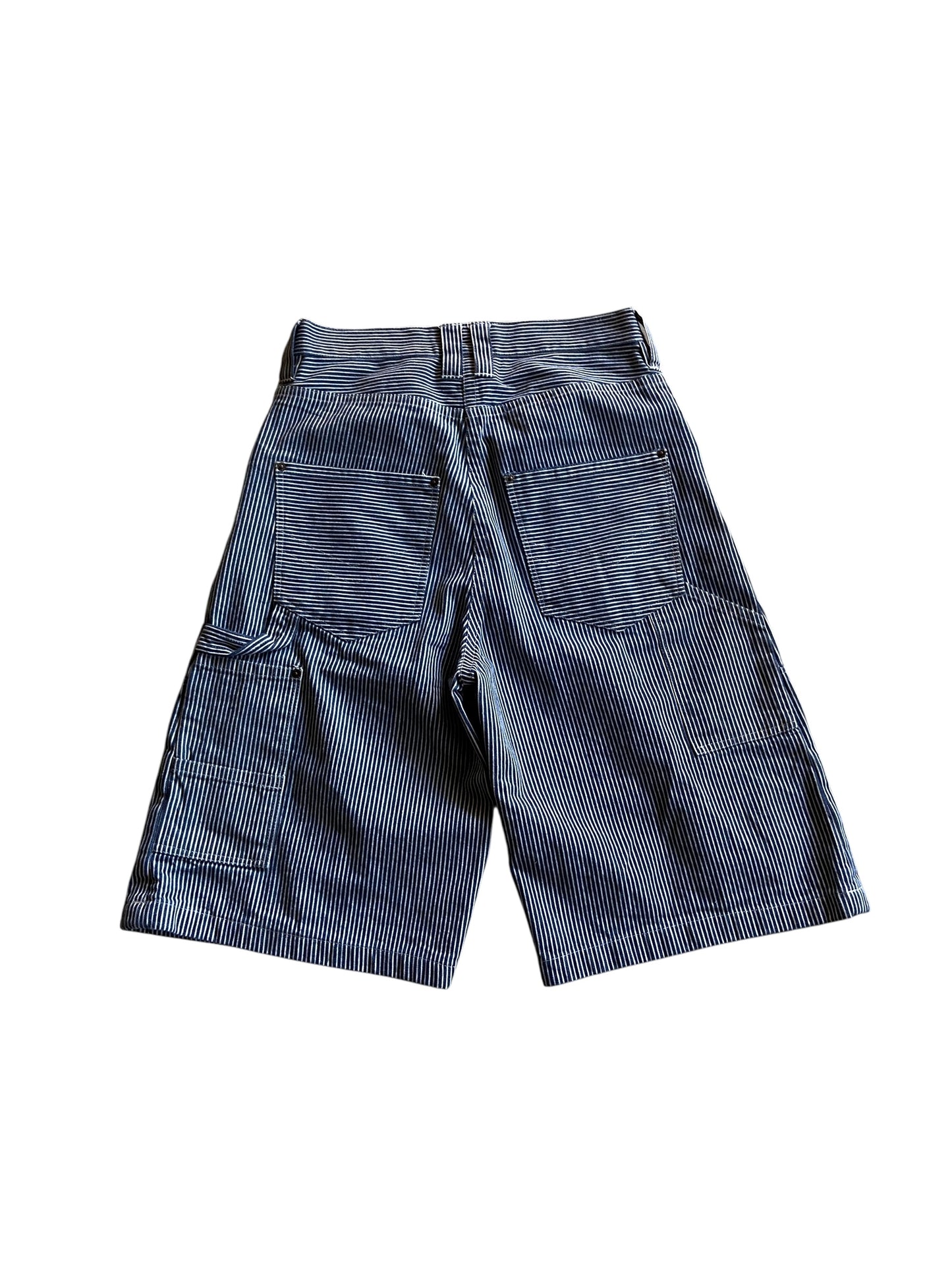 david turner HICKORY STRIPPED DOUBLE KNEE LONG SHORTS Sz 34