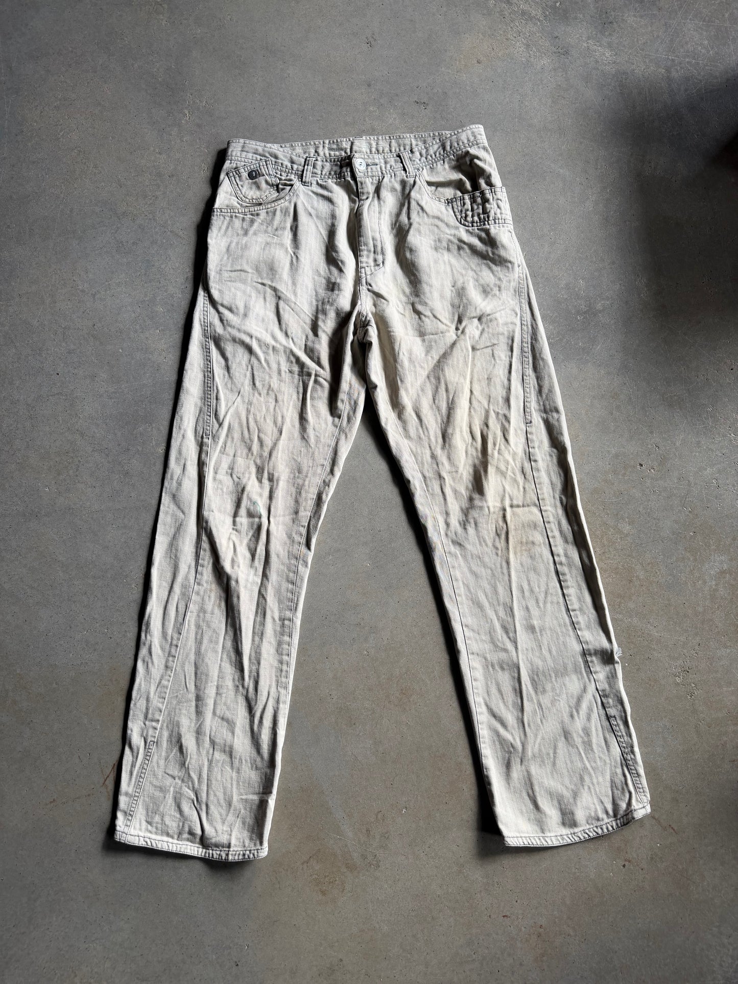 Y2K Distressed Oakley Darted Trousers Sz 34x30