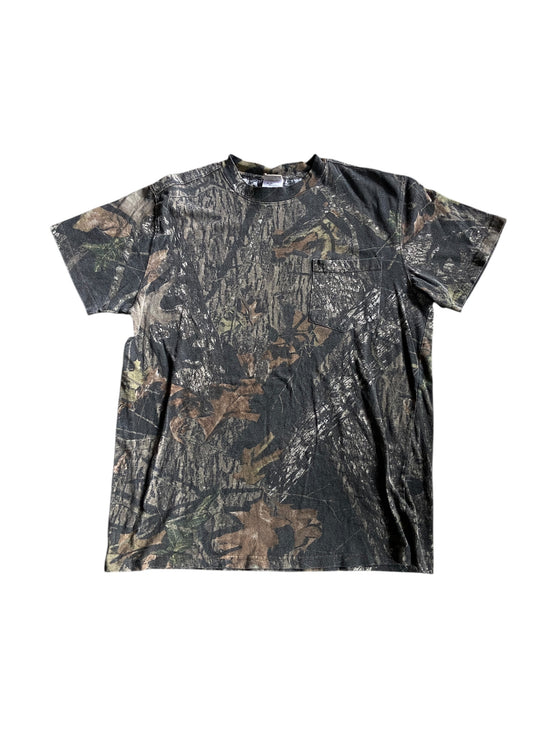 VTG Mossy Oak Camo Pocket Tee Sz L