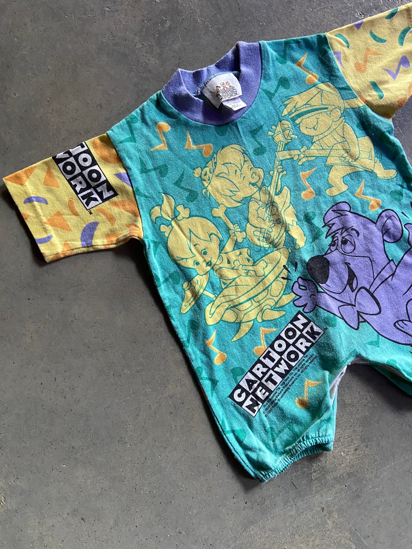 VTG Cartoon Network Blue/Yellow Onesie Sz 12 Months