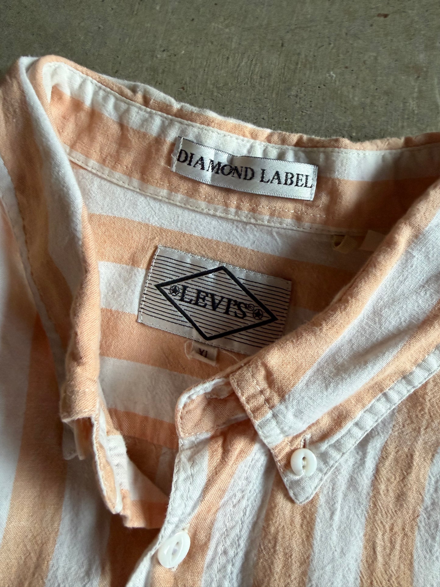 VTG Levi's Diamond Label Striped S/S Button Up Sz XL