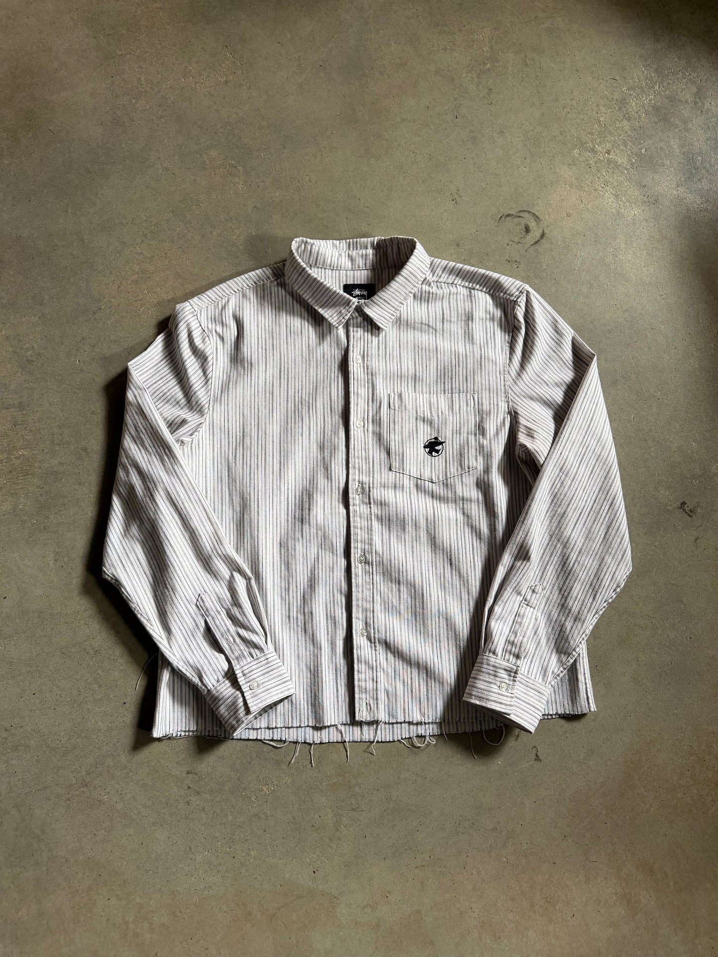 Stussy Surf Man Strip LS Button Up Shirt Sz L