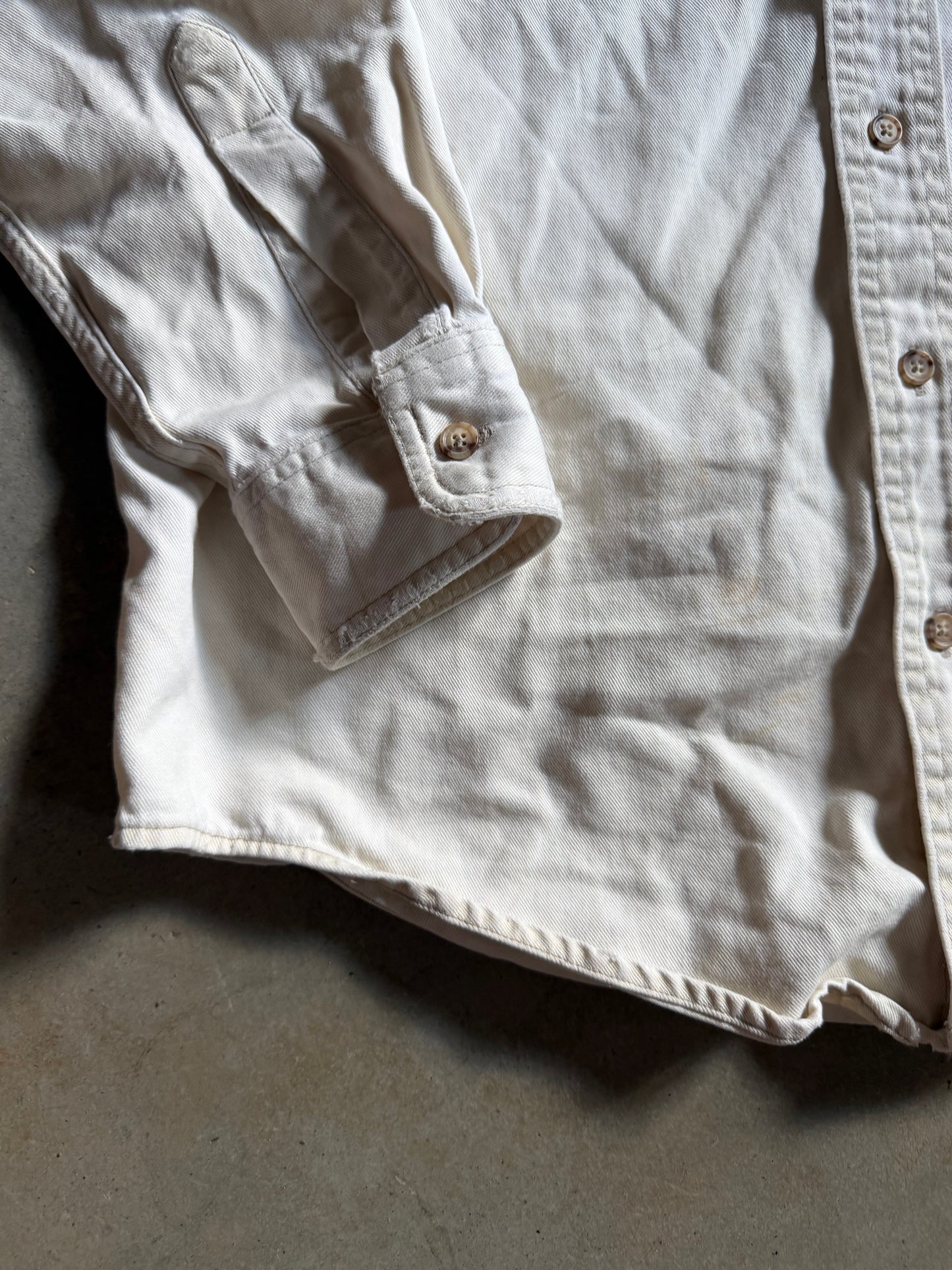 VTG LL Bean Cream Button Up Shirt Sz M
