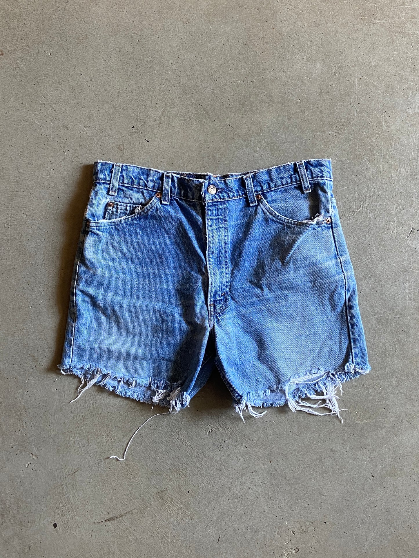 VTG 80s Levis Orange Tab Cutoff Shorts Sz 35"