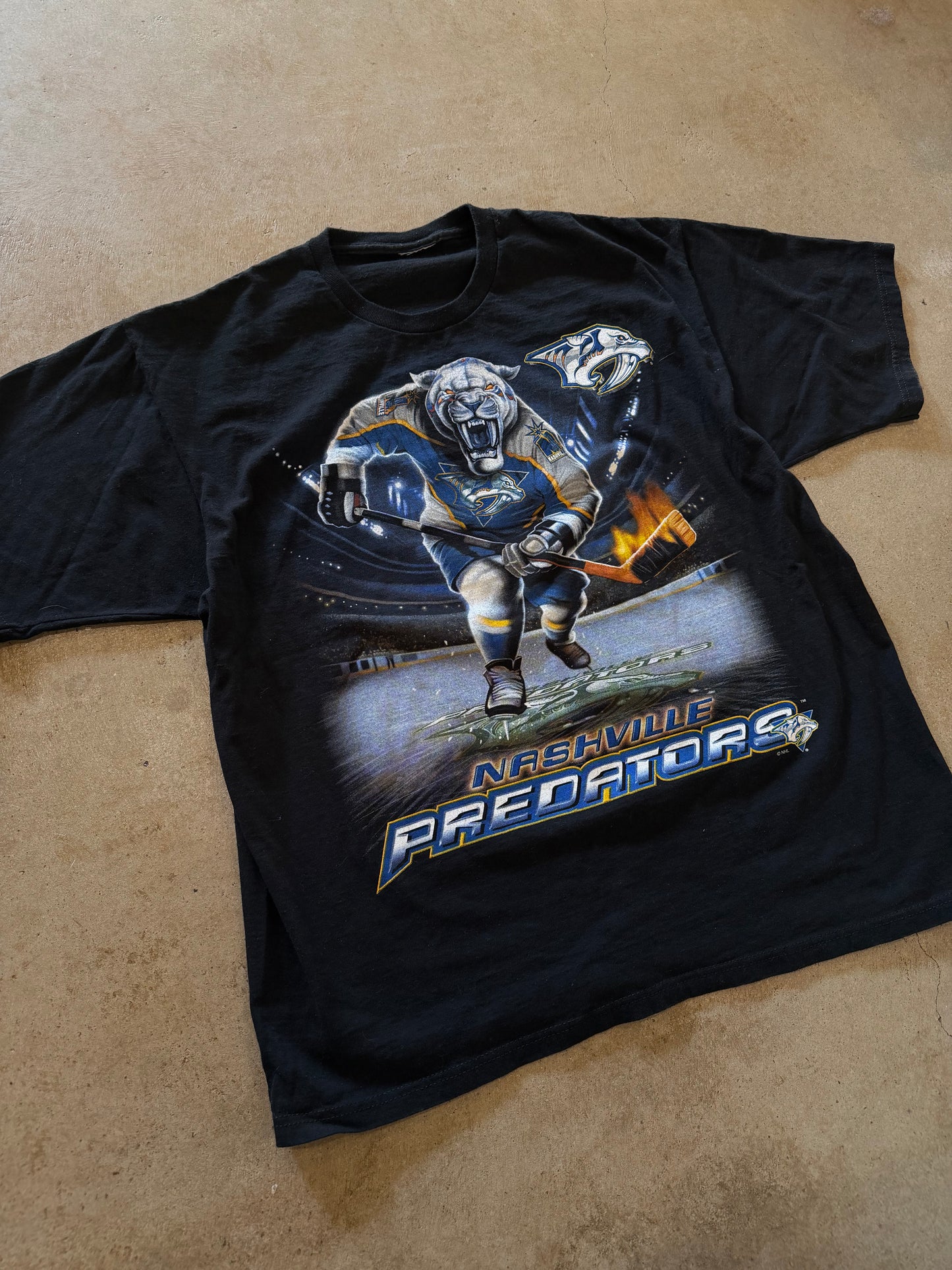 VTG Nashville Predators Killer Mascot Liquid Blue Tee Sz XL