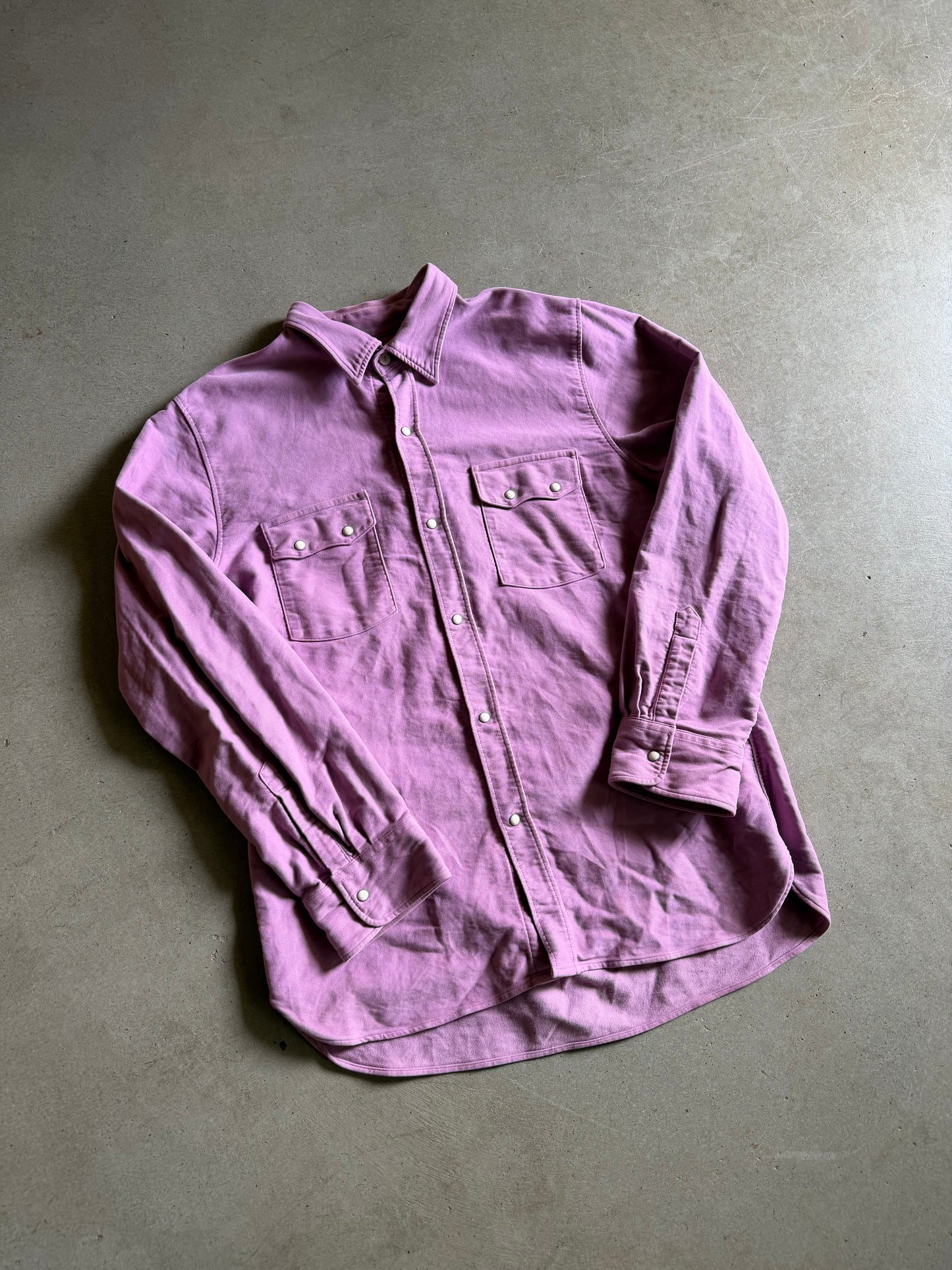 Wythe Valley Ranch Moleskin Pearlsnap Pink Button Up Sz XL