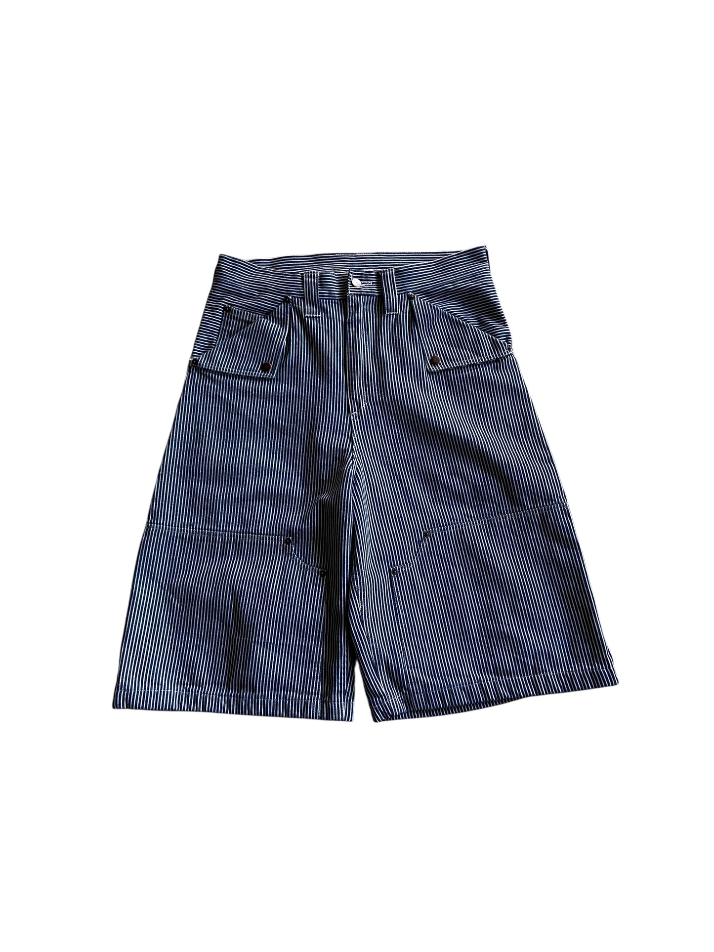 david turner HICKORY STRIPPED DOUBLE KNEE LONG SHORTS Sz 34